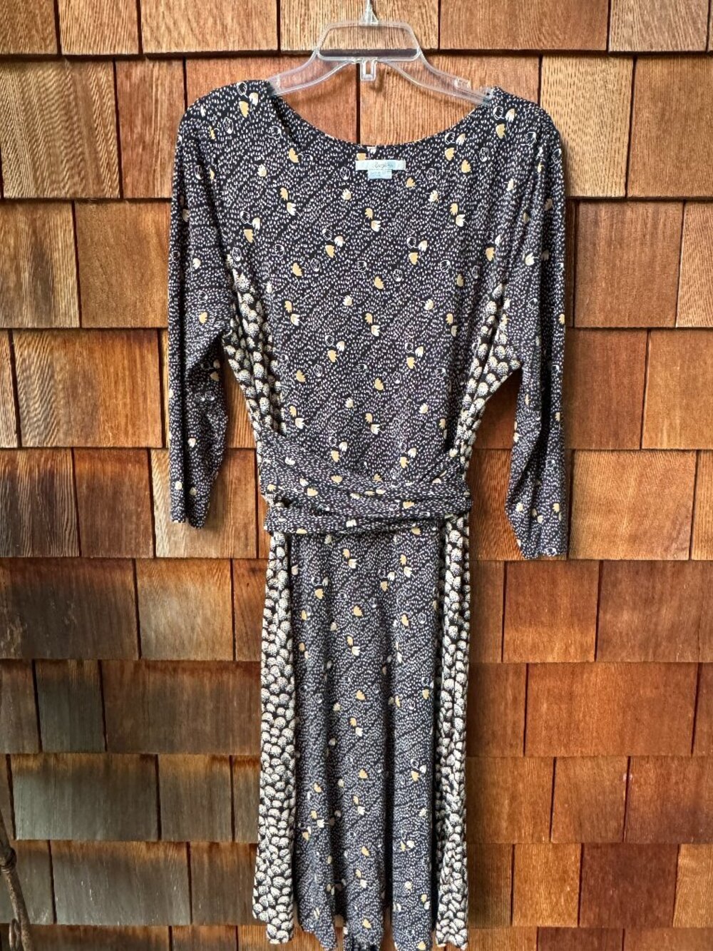 Boden Anna Hotchpotch Polka Floral Wrap Tie Midi Fit & Flare Dress in Women's 16